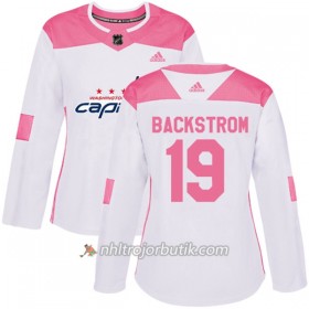 Dame Ishockey Washington Capitals Tröja Nicklas Backstrom 19 Adidas 2017-2018 Vit Rosa Fashion Authentic